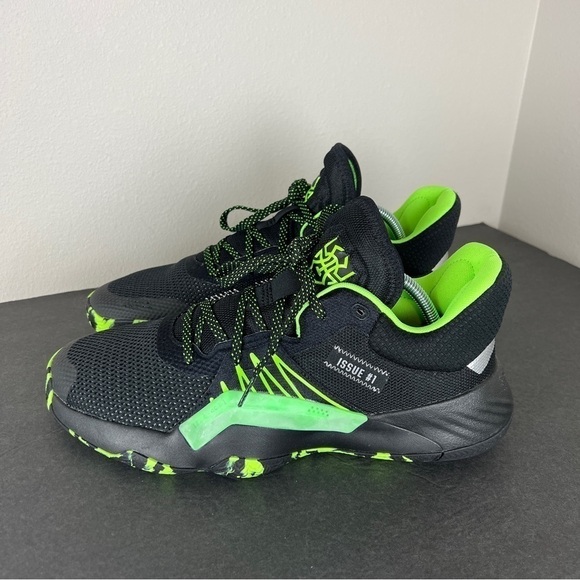 Adidas D.O.N. Issue 1 Marvel Stealth Spider-Man Black Green Basketball Shoes - Picture 3 of 8